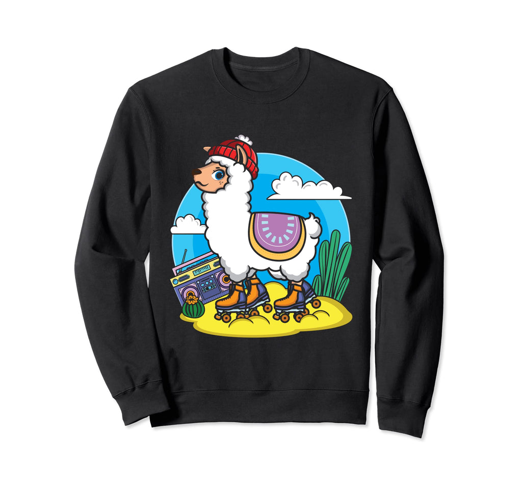 Skating Lama Roller Skater Lover Sweatshirt - Unique Graphic Men Women - T-Shirt, Sweatshirt, Hoodie
