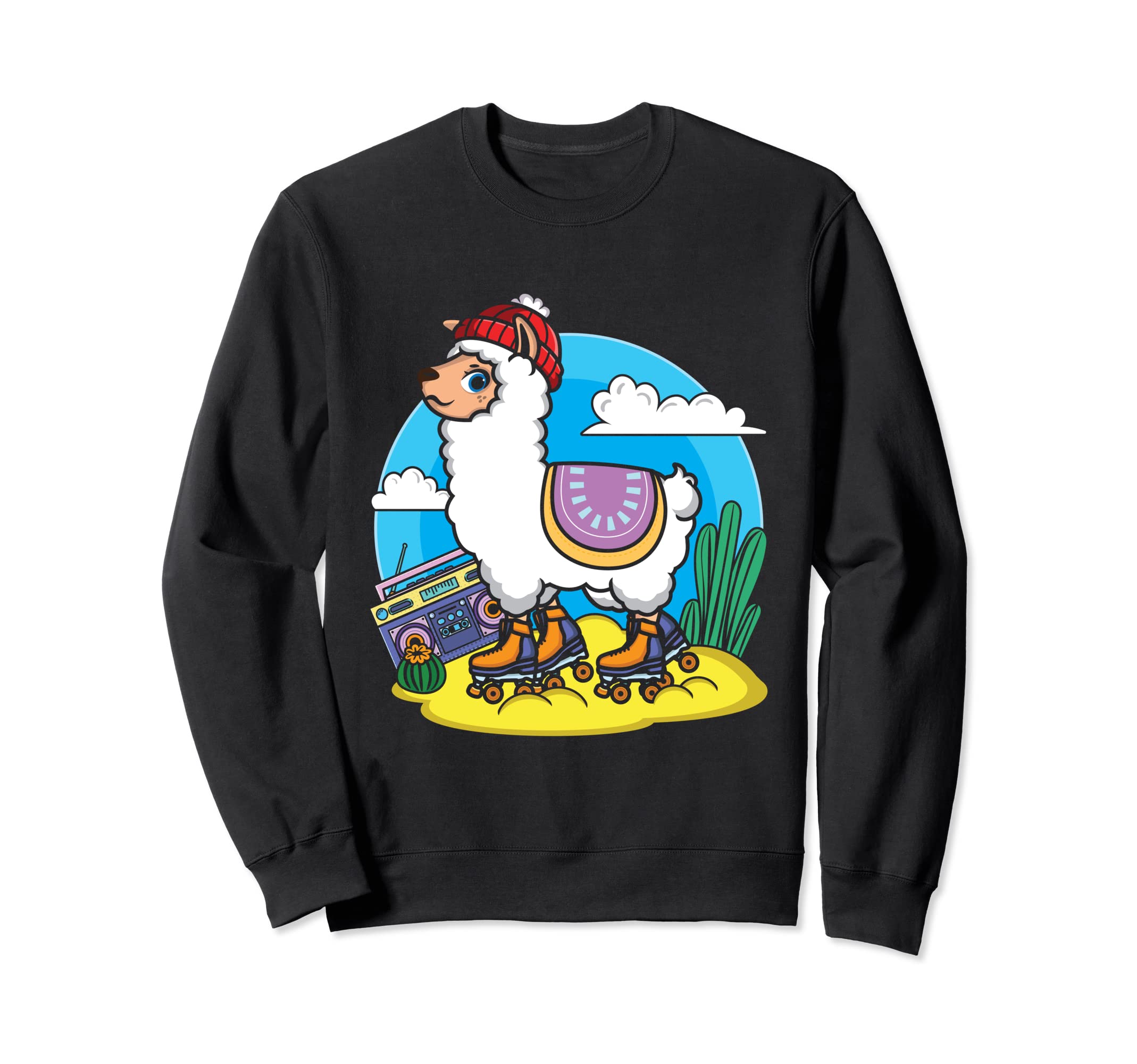 Skating Lama Roller Skater Lover Sweatshirt - Unique Graphic Men Women - T-Shirt, Sweatshirt, Hoodie