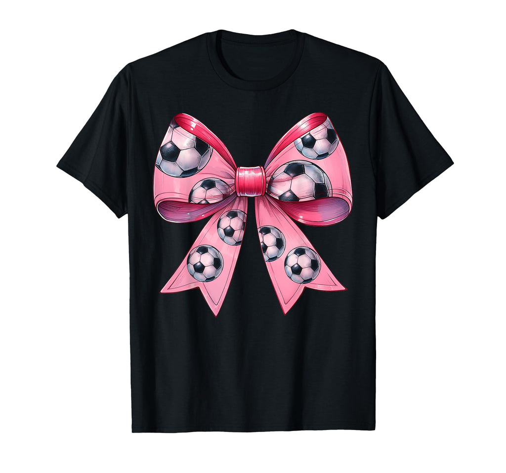 Coquette Bow Soccer Ball Pattern T-Shirt - Custom Art Print Men Women - T-Shirt, Sweatshirt, Hoodie