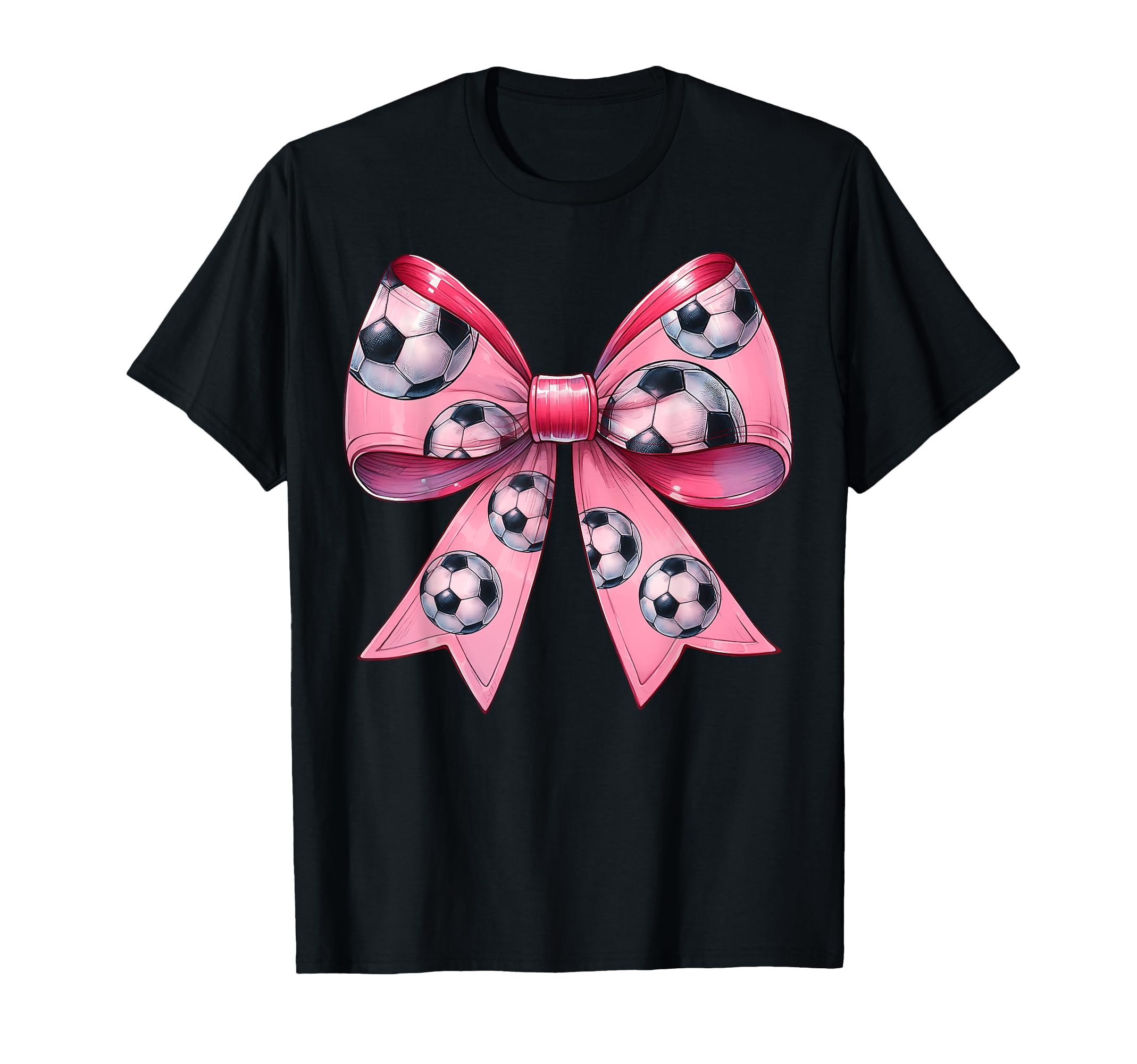 Coquette Bow Soccer Ball Pattern T-Shirt - Custom Art Print Men Women - T-Shirt, Sweatshirt, Hoodie