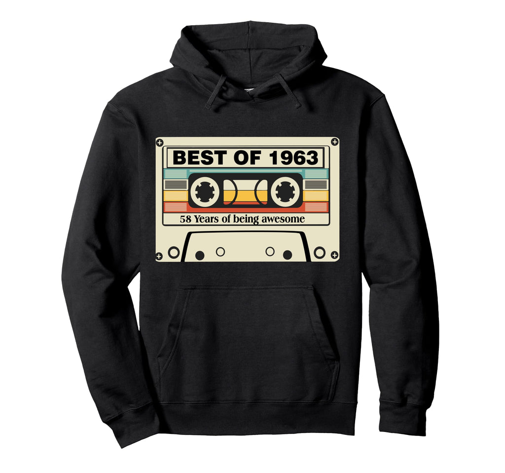 Best 1963 58Th Birthday Cassette Tape Hoodie - Trendy Graphic Unisex - T-Shirt, Sweatshirt, Hoodie