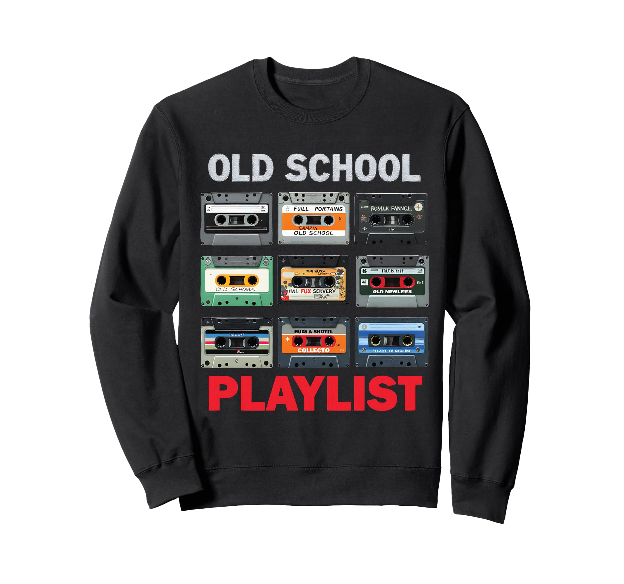 Old School Playlist 80S Cassettes Sweatshirt - Aesthetic Graphic Unisex - T-Shirt, Sweatshirt, Hoodie