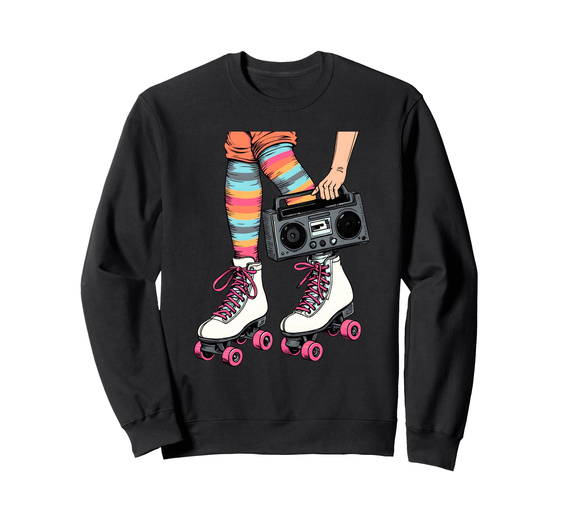 Rollerskates Boombox 80S 90S Vibes Sweatshirt - Aesthetic Graphic Unisex - T-Shirt, Sweatshirt, Hoodie