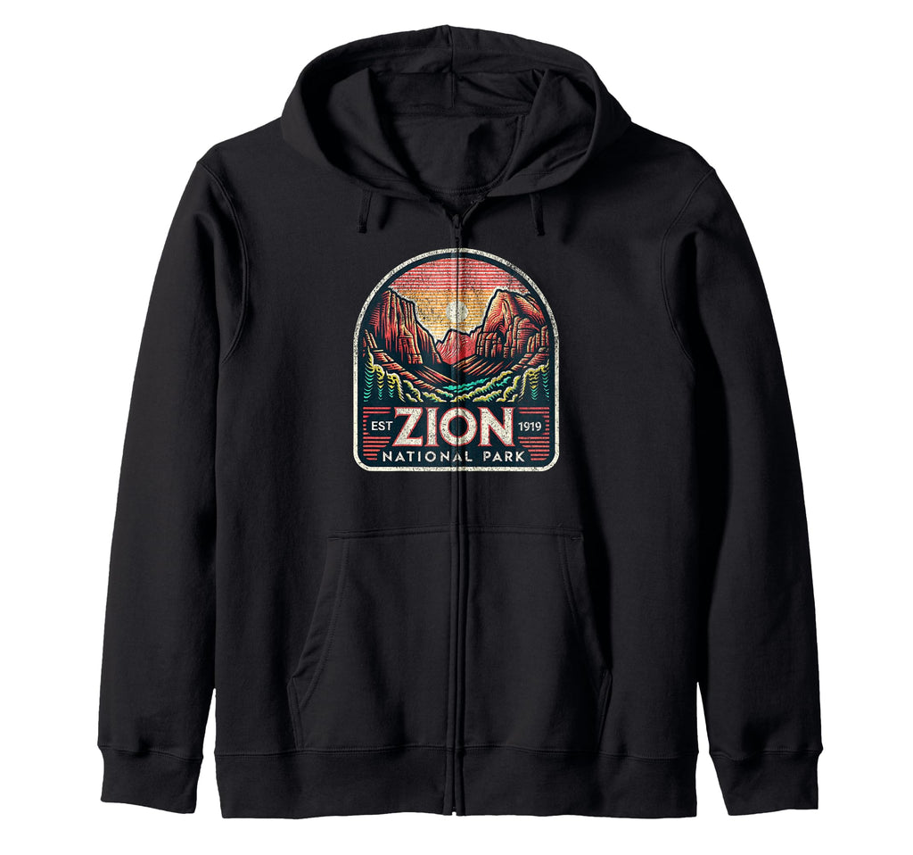 Zion National Park Utah Usa Outdoor Hoodie - Aesthetic Graphic for Adults - T-Shirt, Sweatshirt, Hoodie