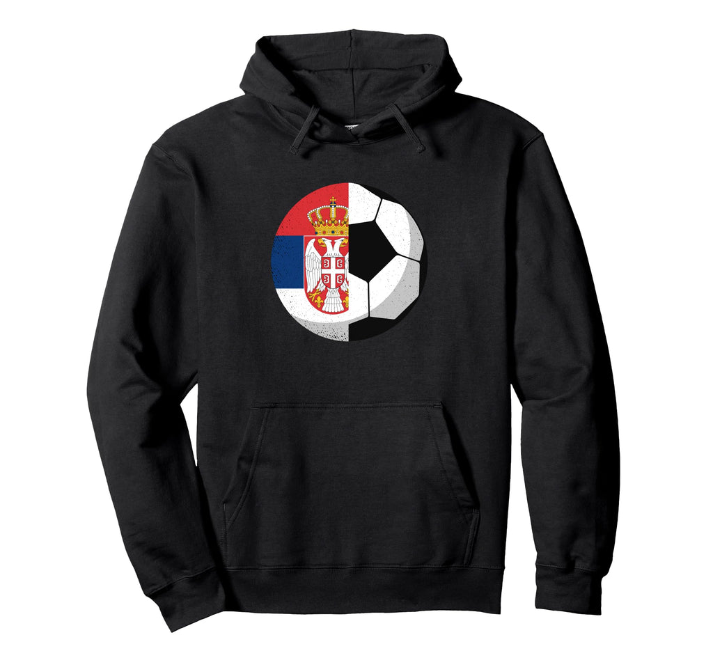 Half Serbia Flag Half Football Serbian Hoodie - Unique Graphic for Adults - T-Shirt, Sweatshirt, Hoodie