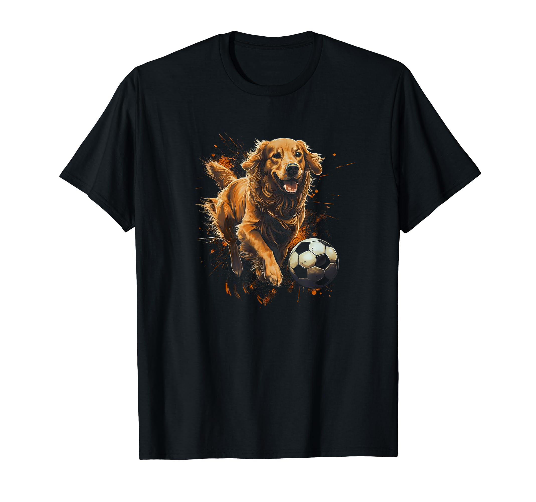 Golden Retriever Playing Soccer T-Shirt - Novelty Apparel Unisex - T-Shirt, Sweatshirt, Hoodie