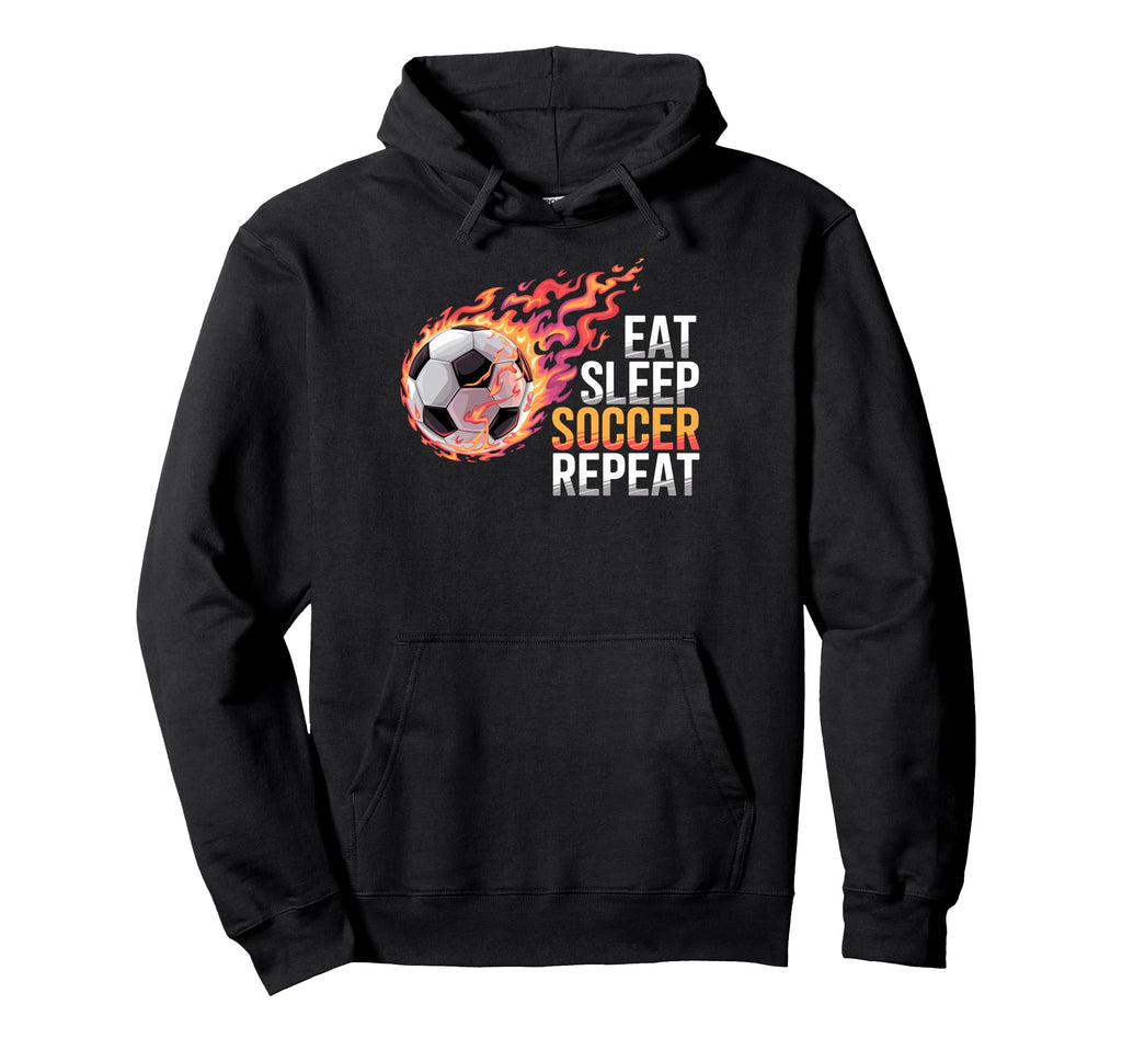 Eat Sleep Soccer Repet Goalie Player Hoodie - Novelty Apparel for Adults - T-Shirt, Sweatshirt, Hoodie