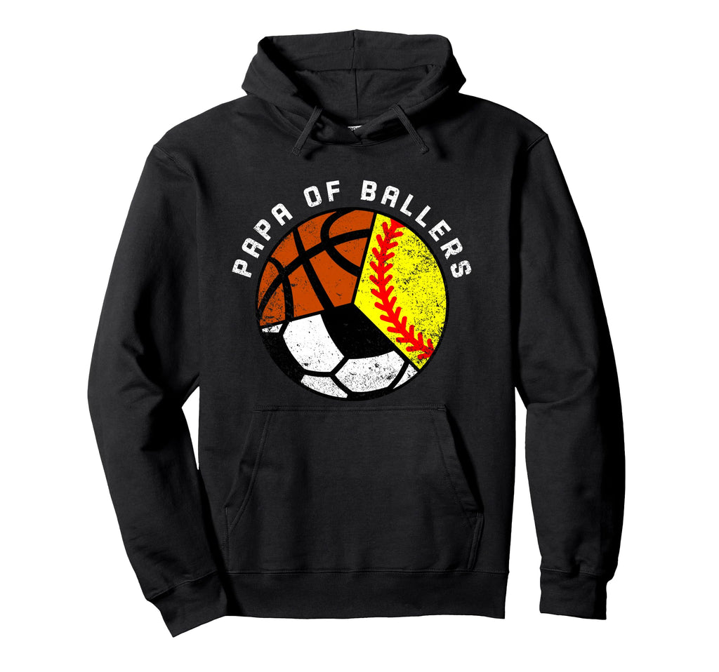 Papa Ballers Funny Softball Soccer Hoodie - Aesthetic Graphic Unisex - T-Shirt, Sweatshirt, Hoodie