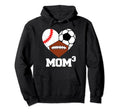 Mom Cubed Mom3 Mom Three Baseball Hoodie - Fun Novelty Design for Adults - T-Shirt, Sweatshirt, Hoodie