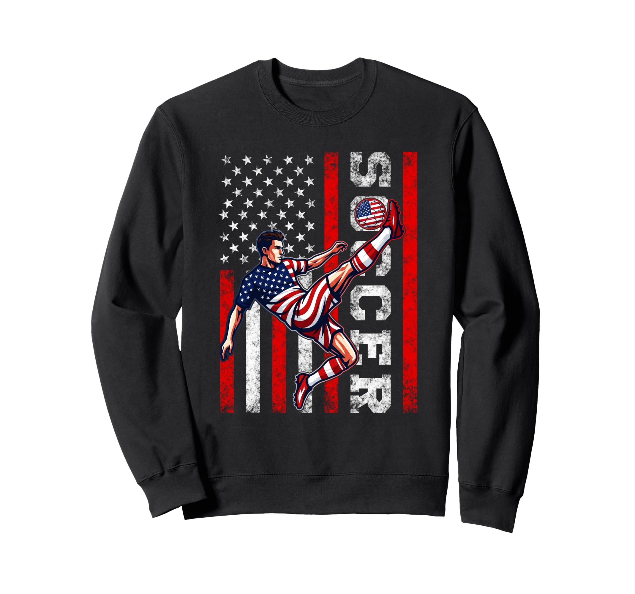 Patriotic Soccer Player American Sweatshirt - Unique Graphic Men Women - T-Shirt, Sweatshirt, Hoodie