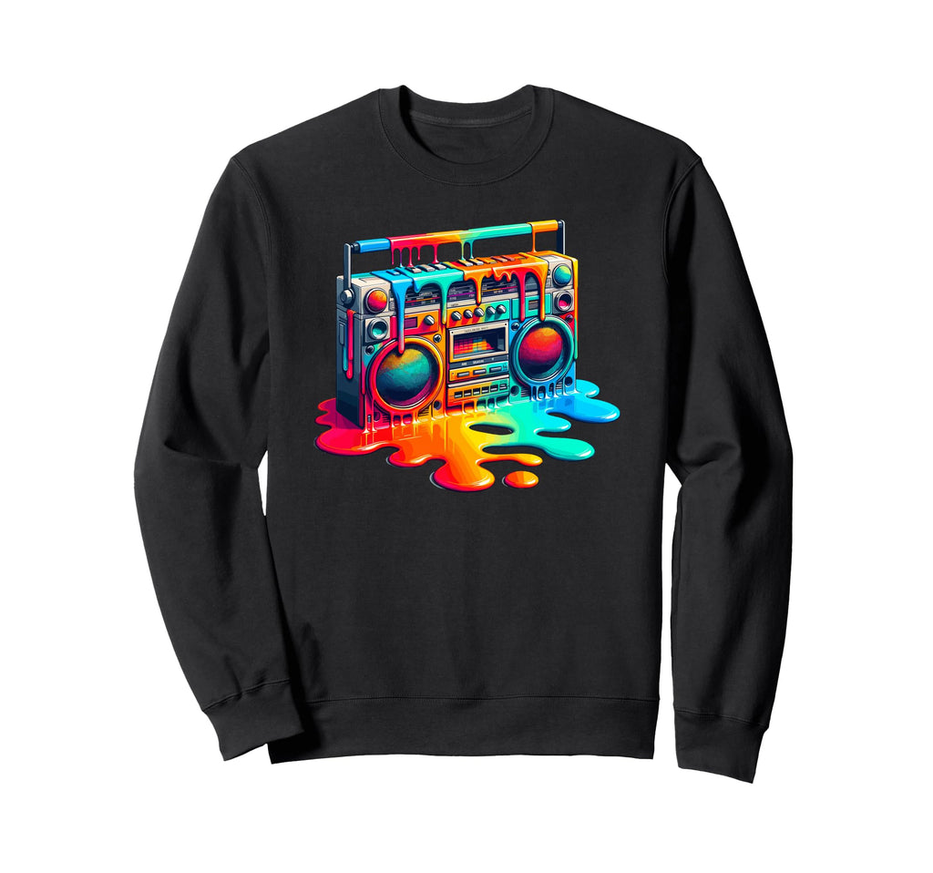 Dripping Paint Boombox Old Sweatshirt - Fun Novelty Design Men Women - T-Shirt, Sweatshirt, Hoodie