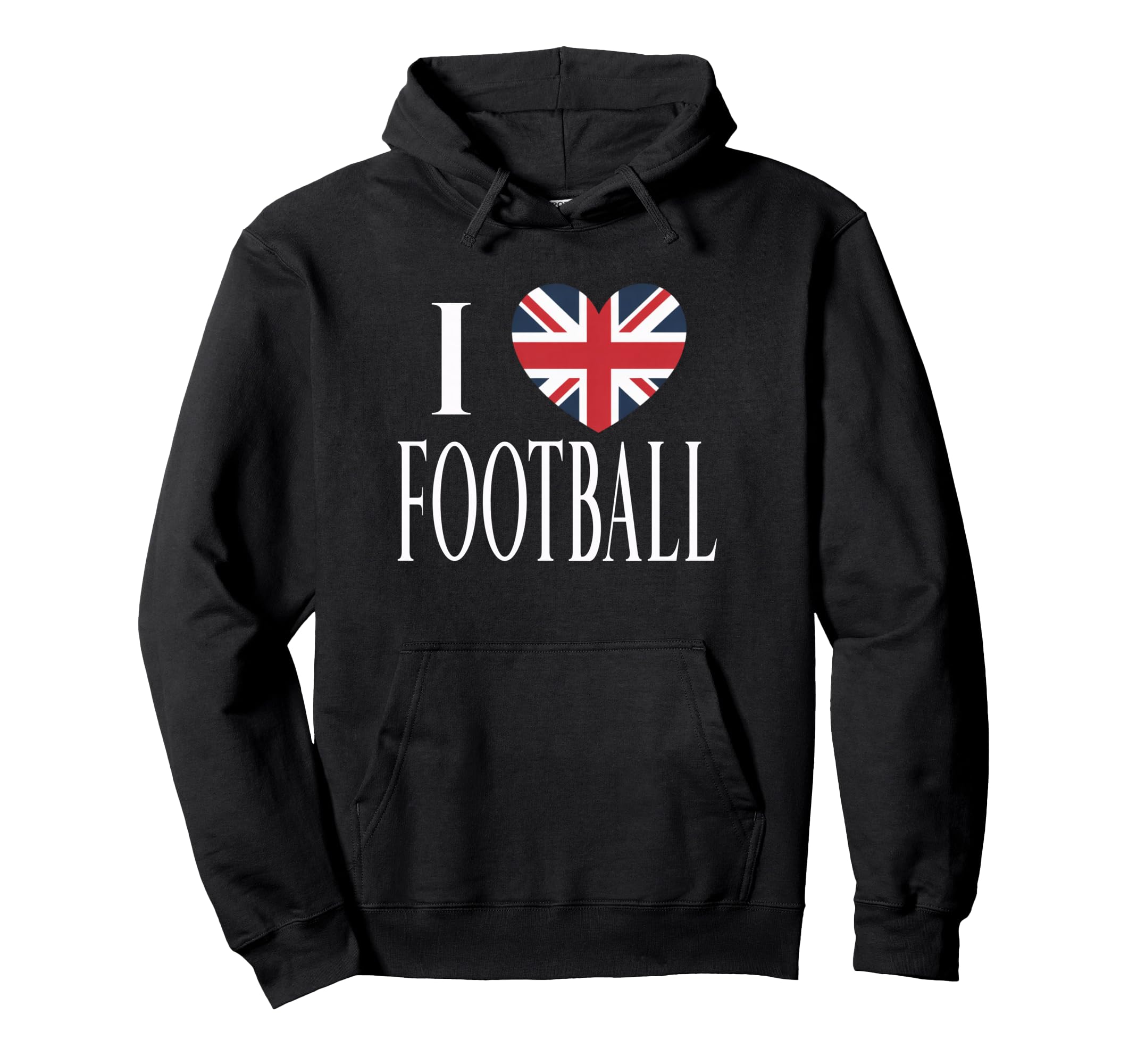 I Love Football Great Britain Flag Heart Hoodie - Novelty Apparel Unisex - T-Shirt, Sweatshirt, Hoodie