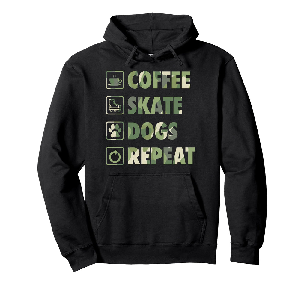 Coffee Skate Dogs Repeat Roller Skating Hoodie - Streetwear Style Men Women - T-Shirt, Sweatshirt, Hoodie