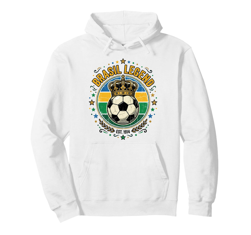 Brasil Legend Crowned Soccer Ball Hoodie - Trendy Graphic Men Women - T-Shirt, Sweatshirt, Hoodie
