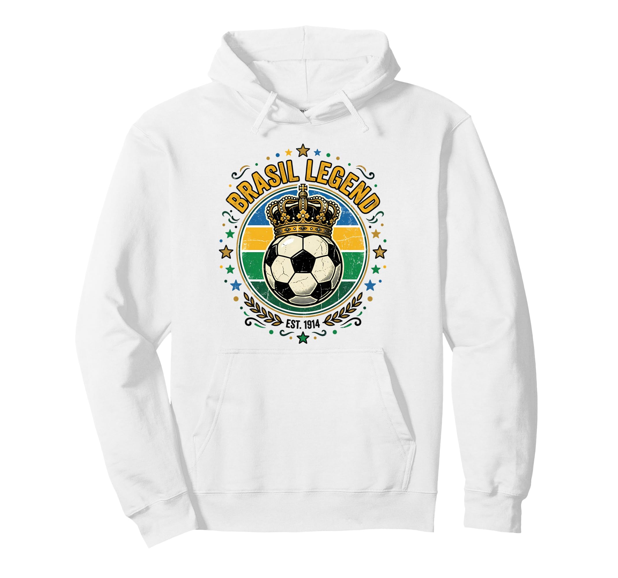 Brasil Legend Crowned Soccer Ball Hoodie - Trendy Graphic Men Women - T-Shirt, Sweatshirt, Hoodie