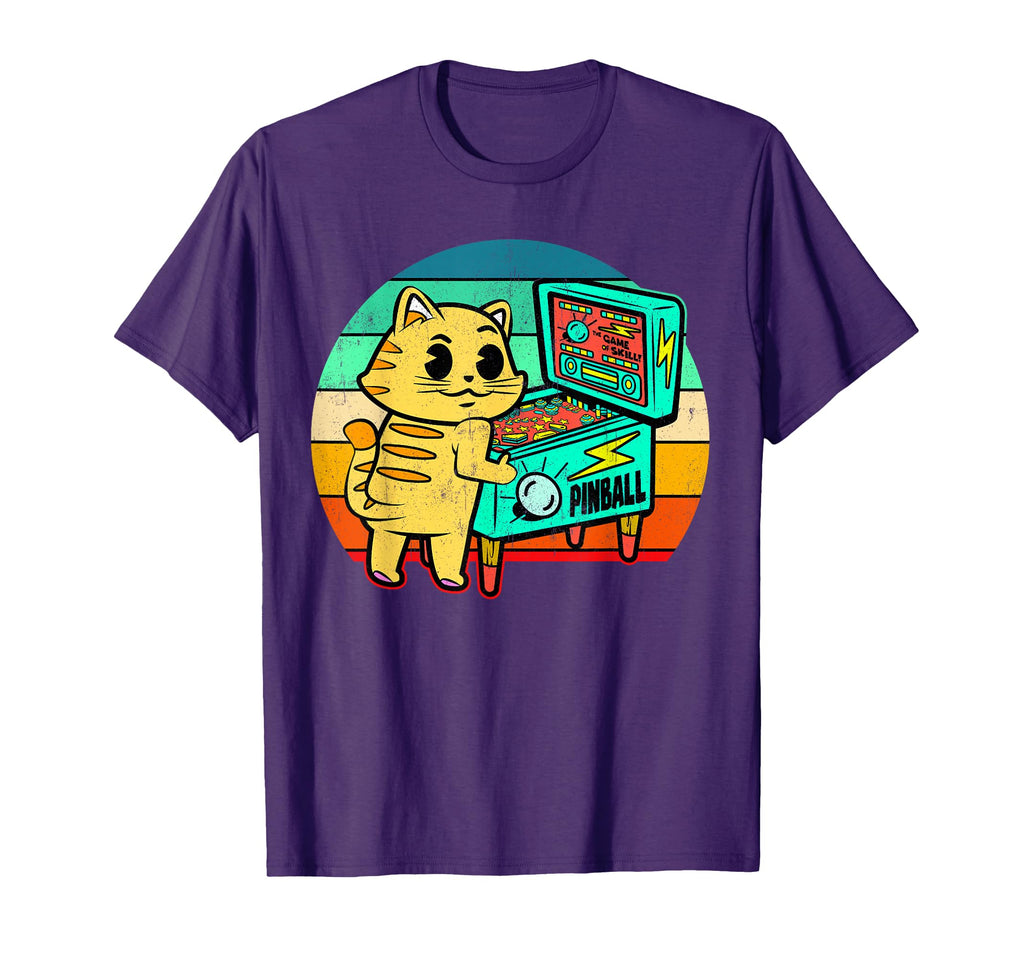 Funny Video Gamer Cat Lover Gift Pinball T-Shirt - Novelty Apparel Unisex - T-Shirt, Sweatshirt, Hoodie