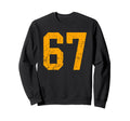 Distressed Orange Number 67 Sweatshirt - Casual Everyday Wear Unisex - T-Shirt, Sweatshirt, Hoodie
