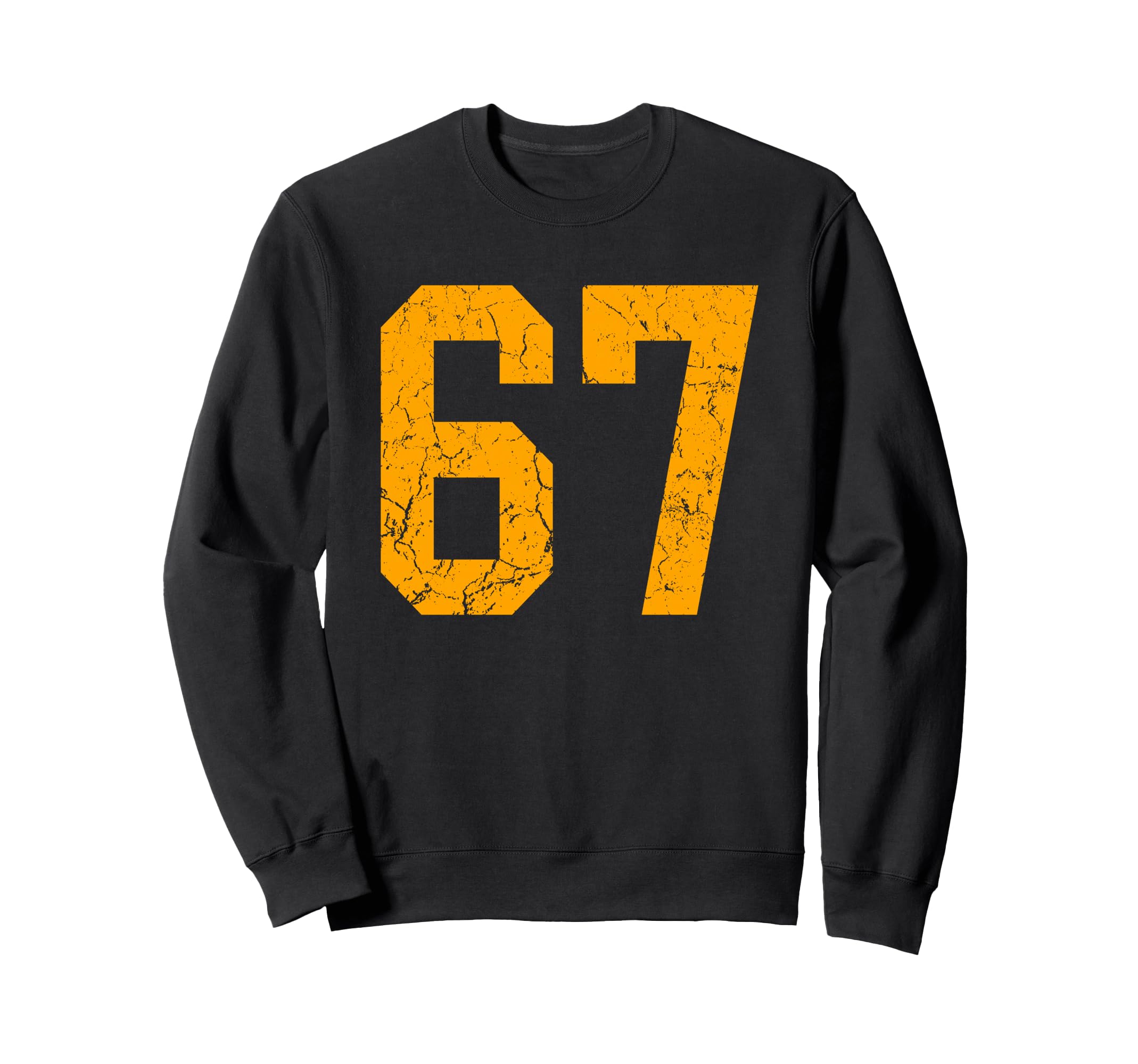 Distressed Orange Number 67 Sweatshirt - Casual Everyday Wear Unisex - T-Shirt, Sweatshirt, Hoodie