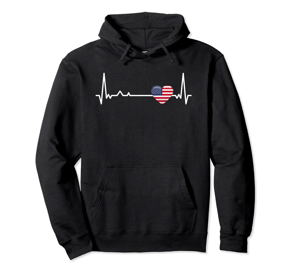 Heartbeat Usa Flag Soccer Fan Hoodie - Aesthetic Graphic Unisex - T-Shirt, Sweatshirt, Hoodie