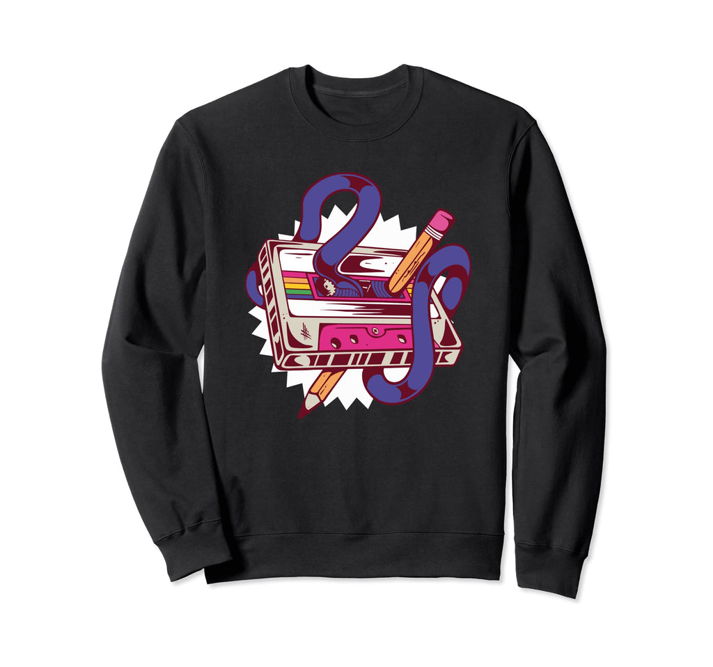 Mixtape Music Cassette Pencil Sweatshirt - Trendy Graphic Unisex - T-Shirt, Sweatshirt, Hoodie