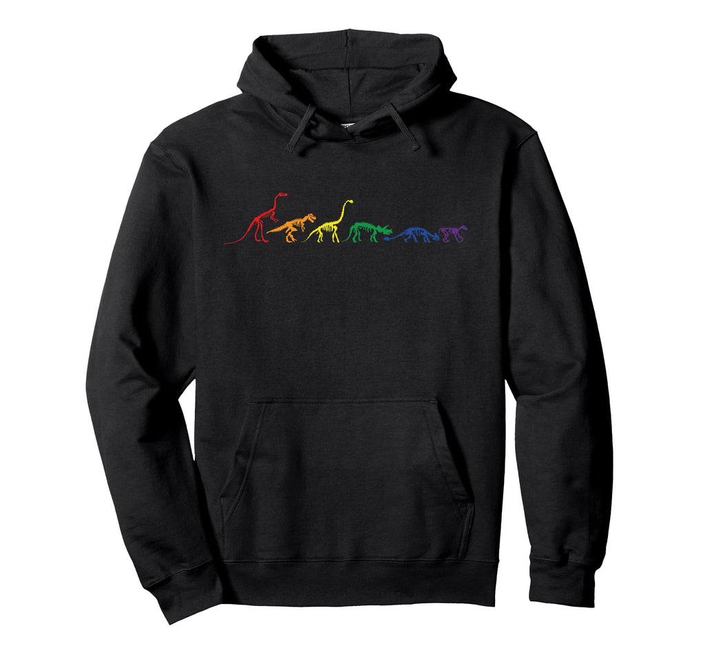 Rainbow Dinosaur Queer T Rex Fossil Hoodie - Novelty Apparel Unisex - T-Shirt, Sweatshirt, Hoodie