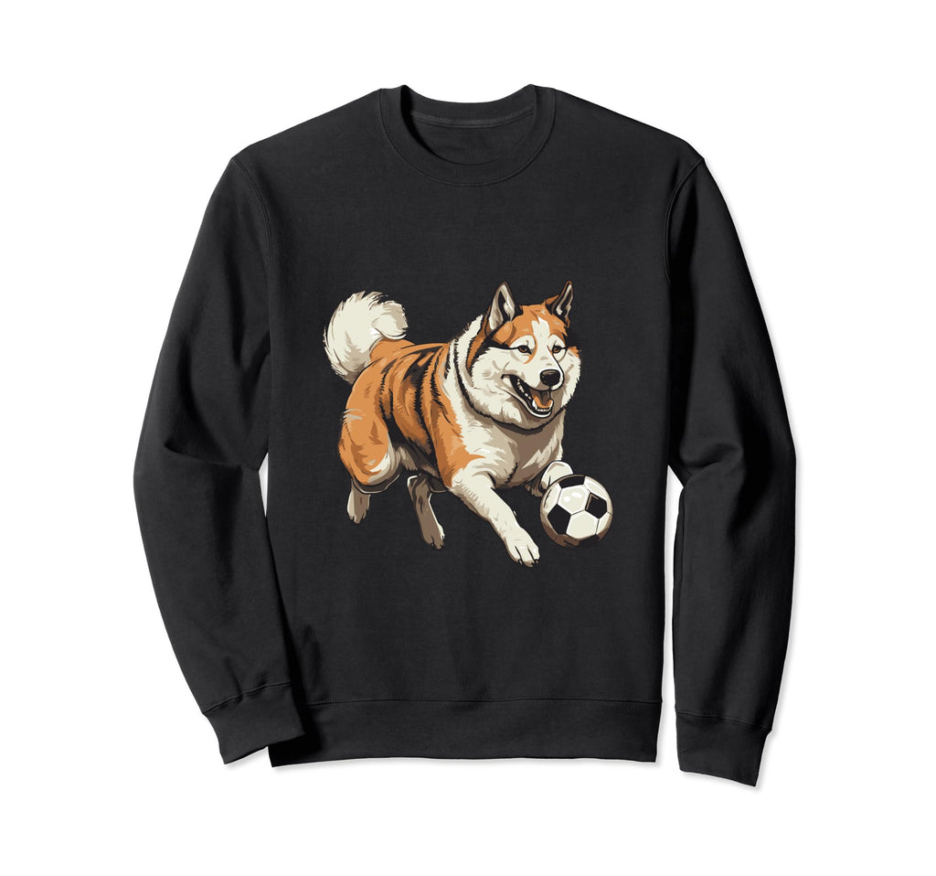 Akita Dog Playing Soccer Funny Sweatshirt - Fun Novelty Design for Adults - T-Shirt, Sweatshirt, Hoodie