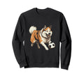 Akita Dog Playing Soccer Funny Sweatshirt - Fun Novelty Design for Adults - T-Shirt, Sweatshirt, Hoodie