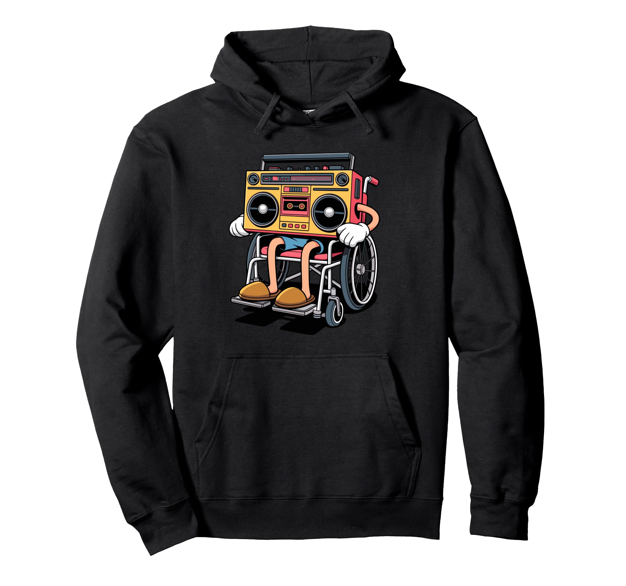 Wheelchair Boombox Old School 80S Music Hoodie - Graphic Print for Adults - T-Shirt, Sweatshirt, Hoodie