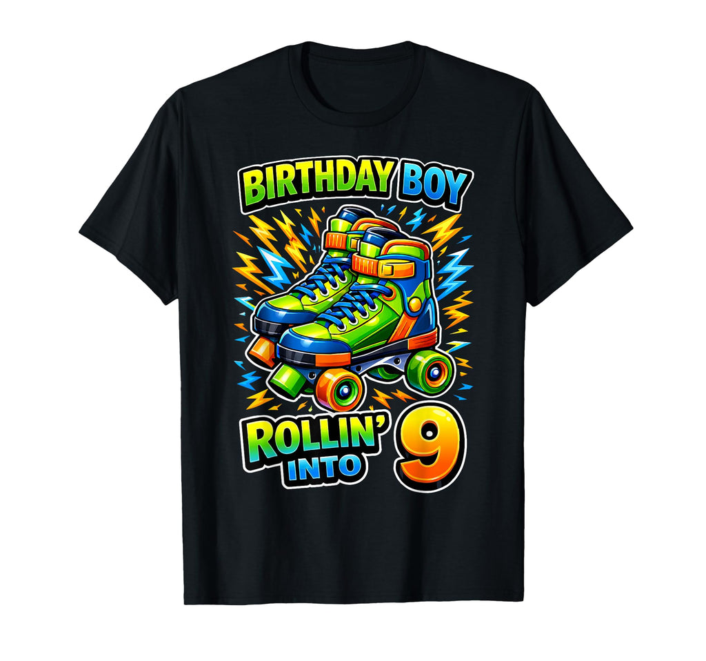 Roller Skating 9Th Birthday Party T-Shirt - Custom Art Print Men Women - T-Shirt, Sweatshirt, Hoodie