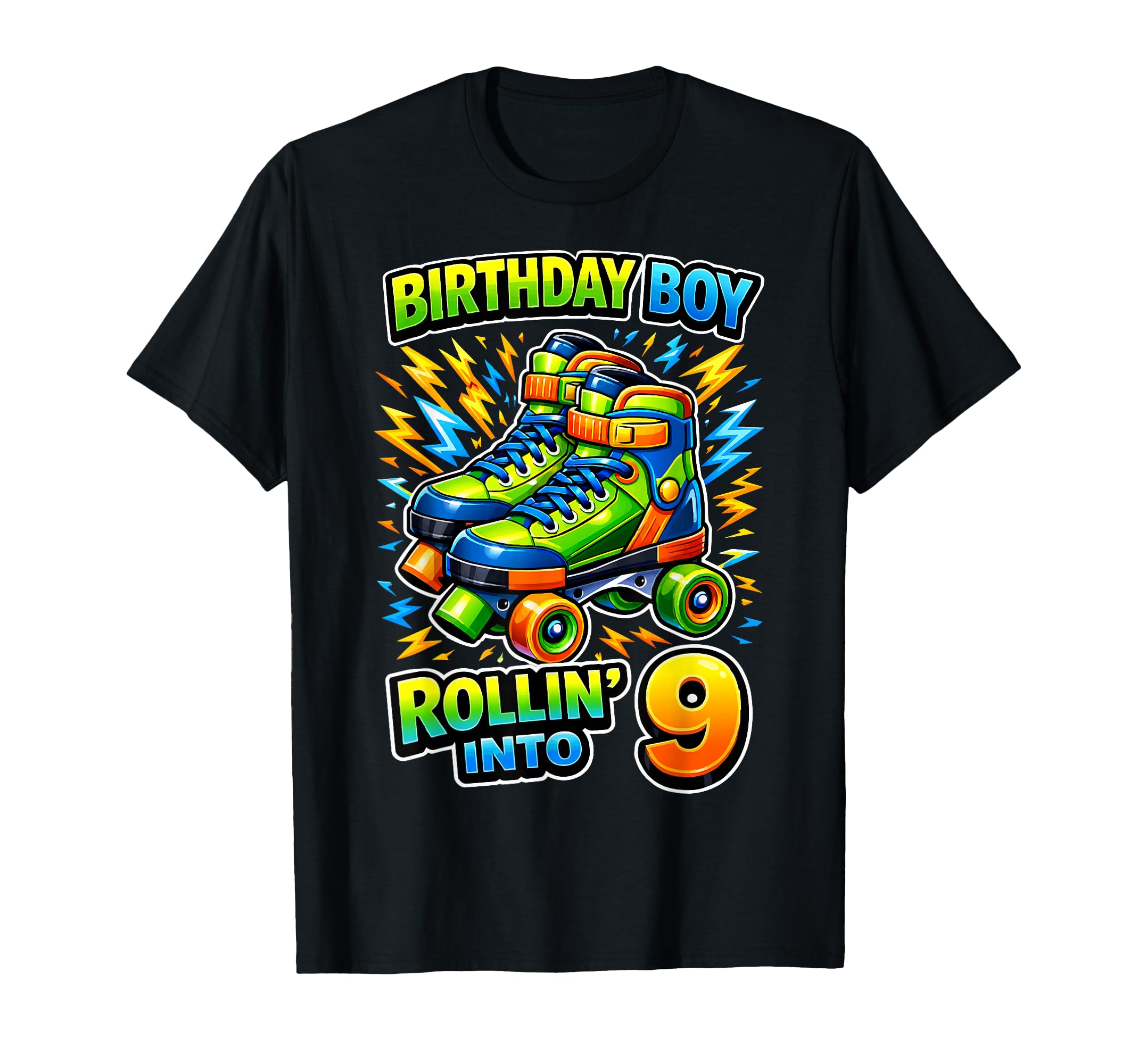 Roller Skating 9Th Birthday Party T-Shirt - Custom Art Print Men Women - T-Shirt, Sweatshirt, Hoodie