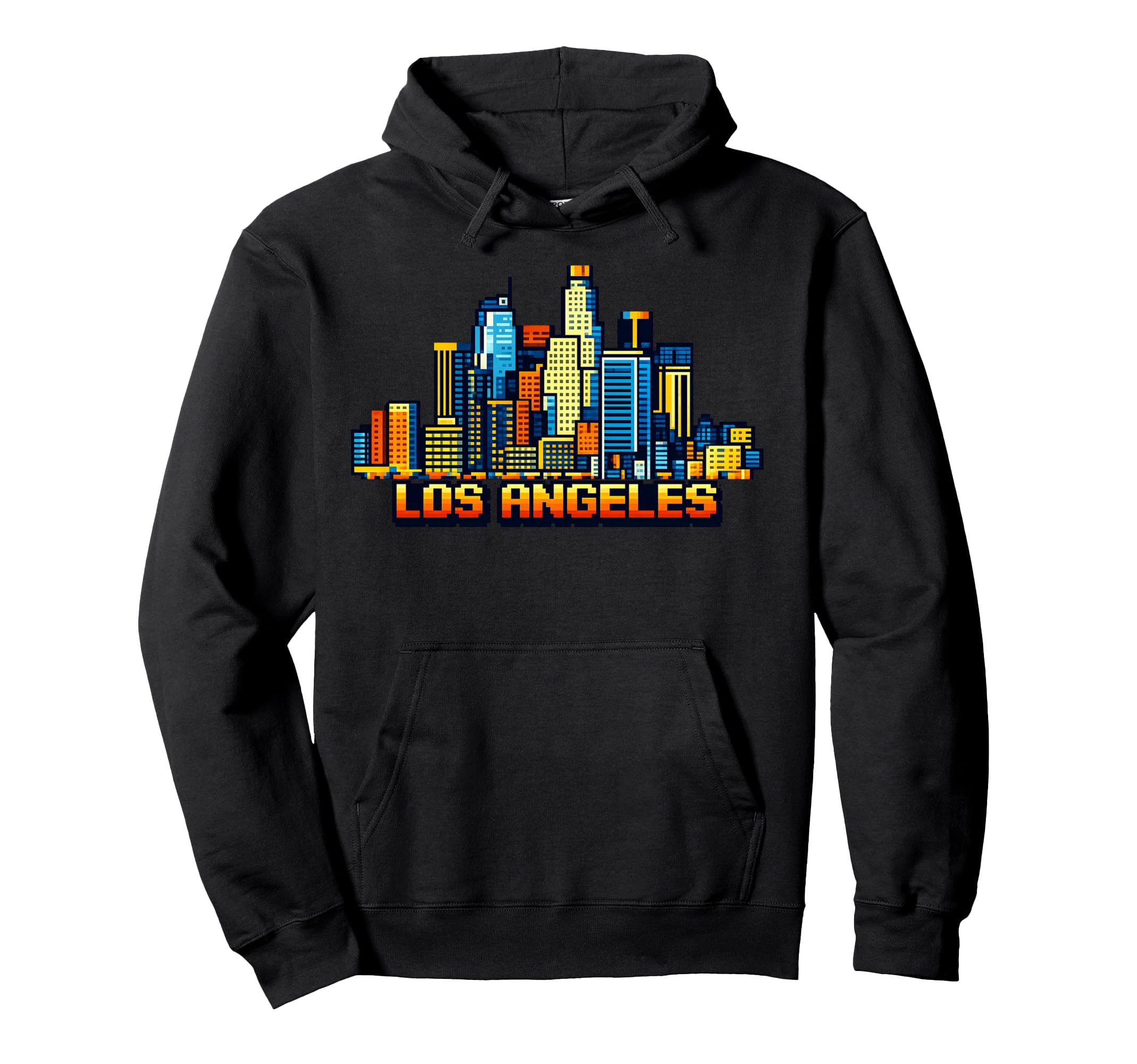 Los Angeles 8 Bit Video Arcade Gamer Hoodie - Casual Everyday Wear Unisex - T-Shirt, Sweatshirt, Hoodie