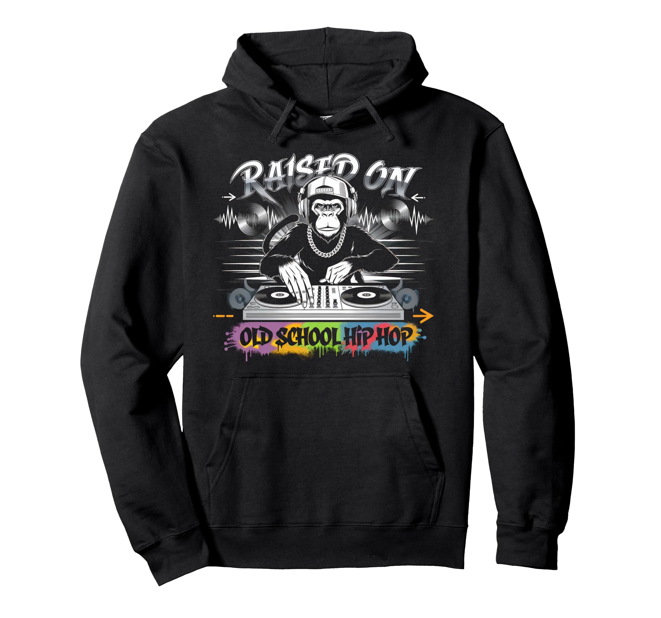 Raised Old School Graffiti Rap Hip Hop Hoodie - Minimalist Print Men Women - T-Shirt, Sweatshirt, Hoodie