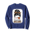 Baseball Football Mom Messy Bun Busy Sweatshirt - Graphic Print Unisex - T-Shirt, Sweatshirt, Hoodie