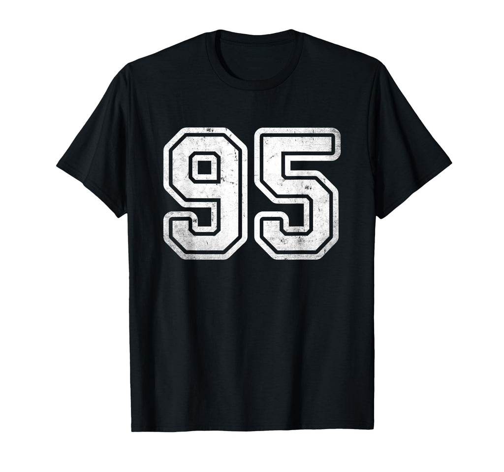 Distressed Number 95 White Sports Team T-Shirt - Unique Graphic Unisex - T-Shirt, Sweatshirt, Hoodie