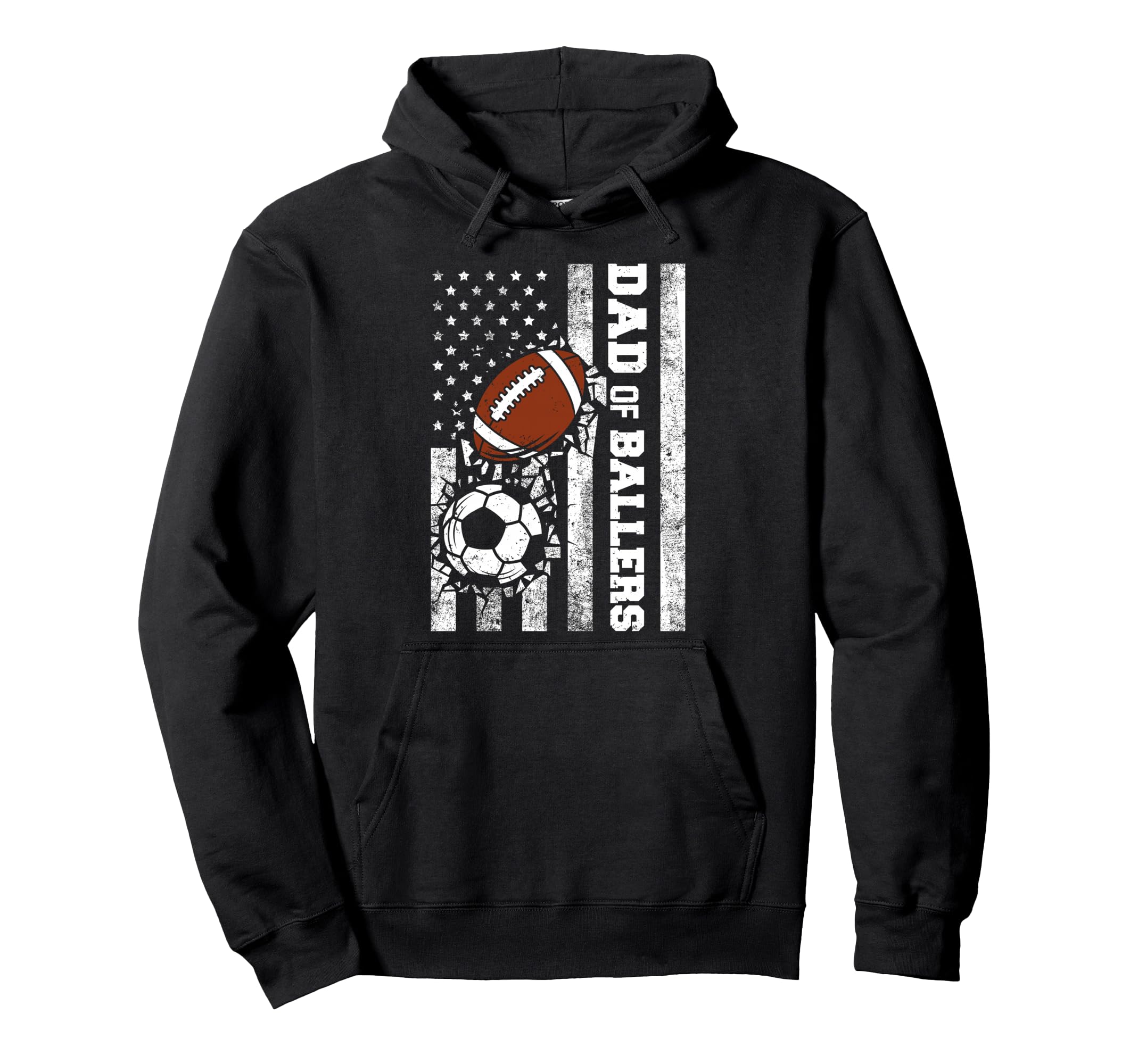 Dad Ballers Funny Usa Flag Soccer Football Hoodie - Trendy Graphic Unisex - T-Shirt, Sweatshirt, Hoodie