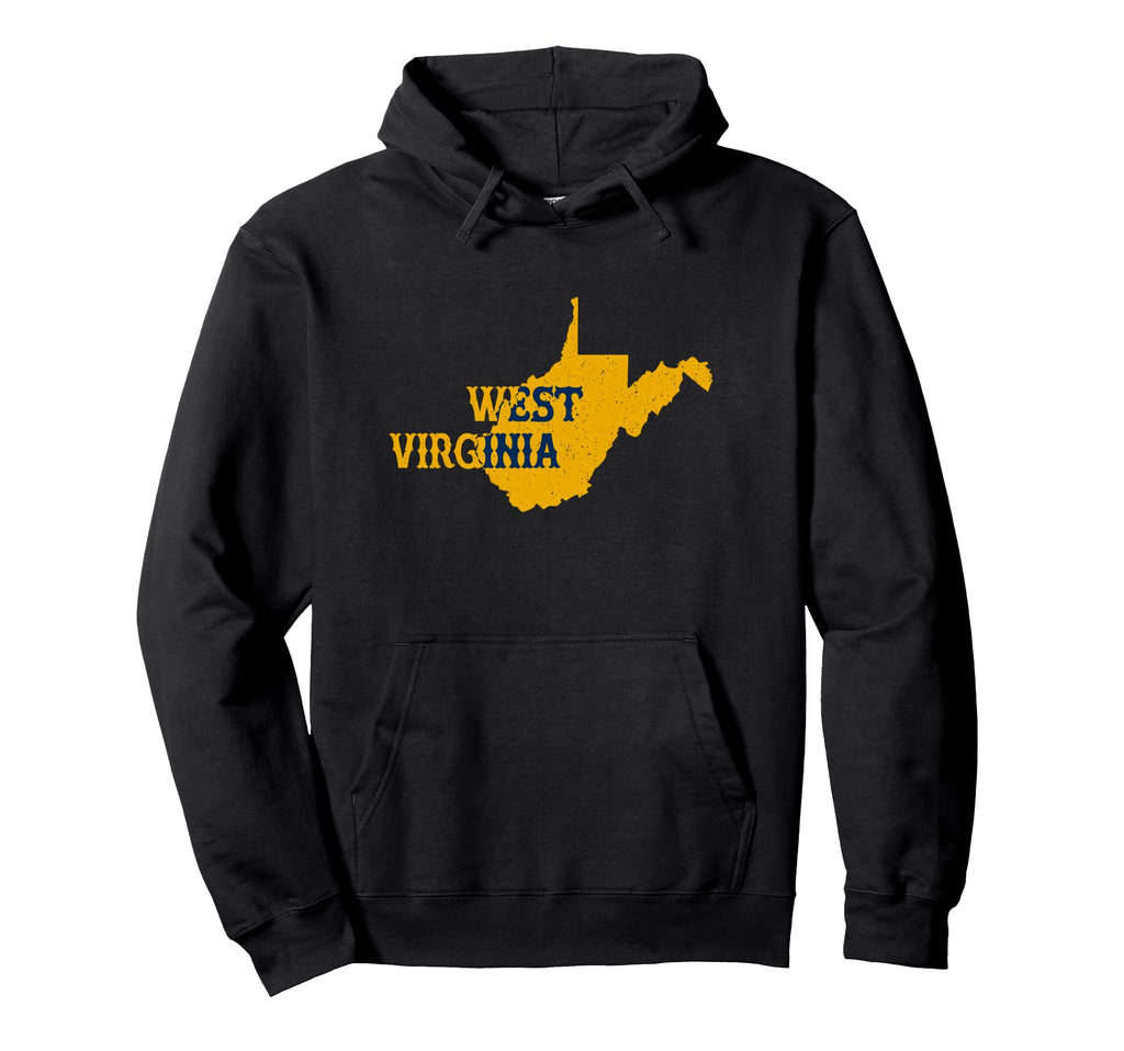 West Virginia State Map Typography Hoodie - Minimalist Print for Adults - T-Shirt, Sweatshirt, Hoodie