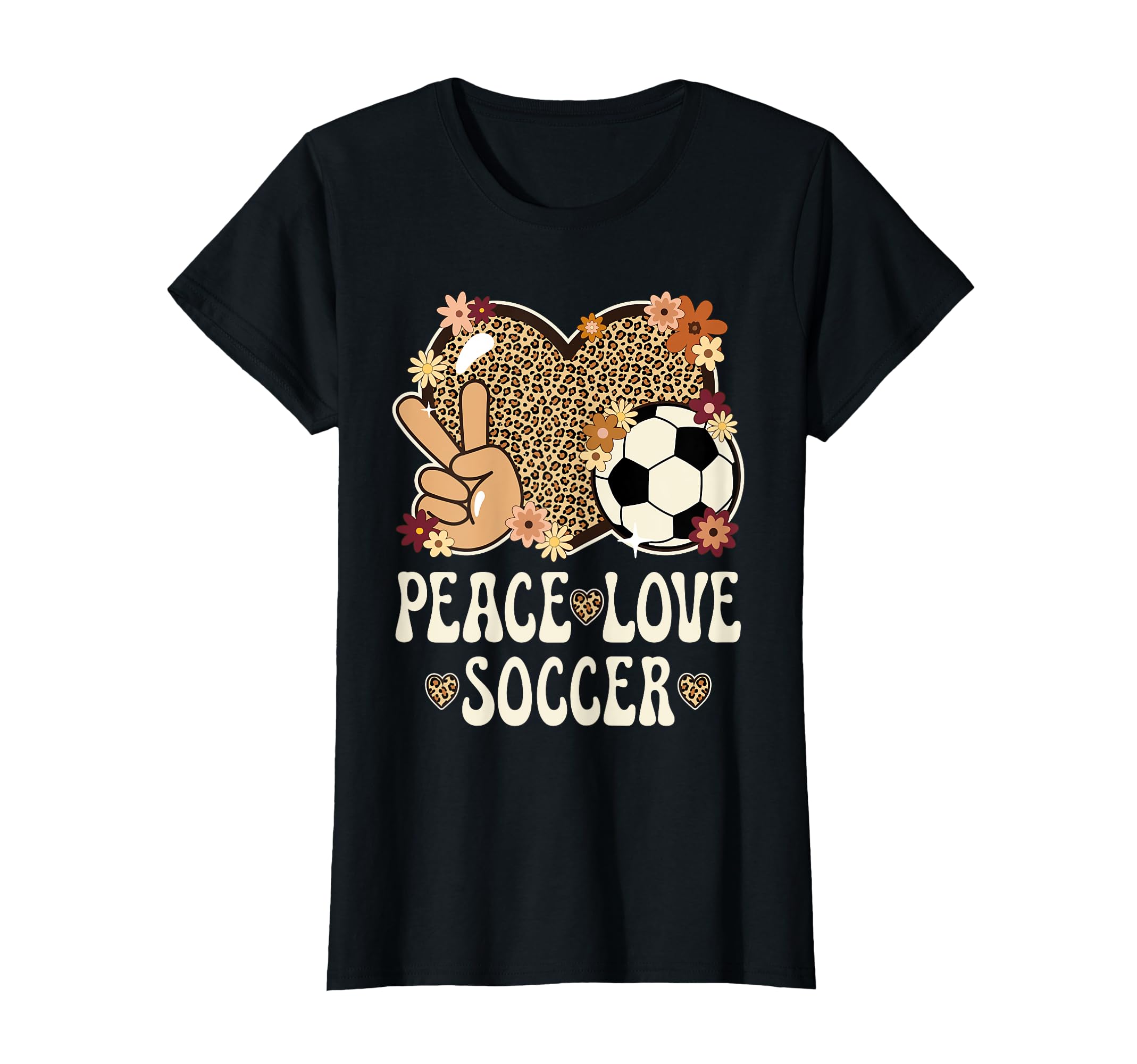 Peace Love Soccer Lover Leopard T-Shirt - Casual Everyday Wear Unisex - T-Shirt, Sweatshirt, Hoodie