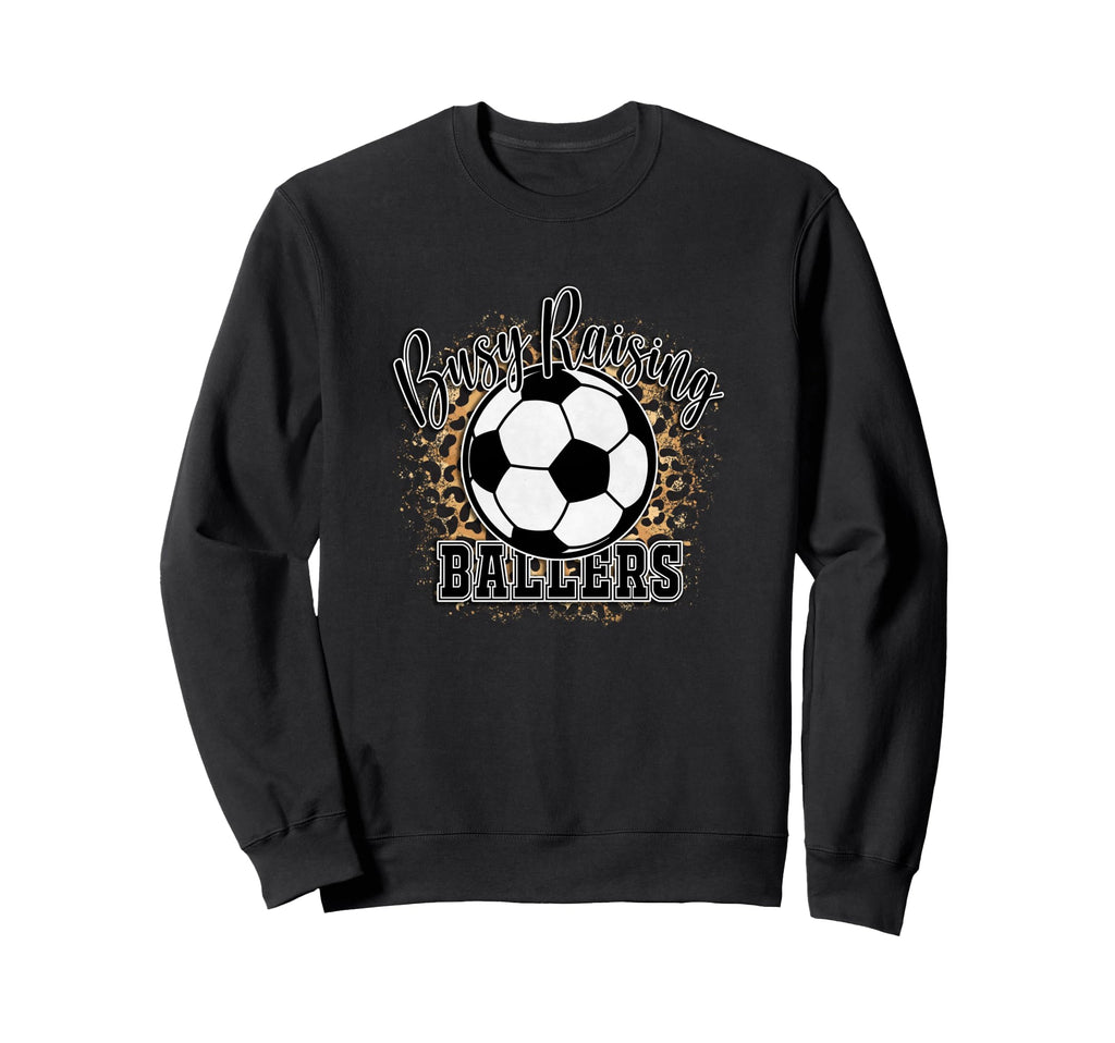 Busy Raising Ballers Mom Life Funny Sweatshirt - Unique Graphic Unisex - T-Shirt, Sweatshirt, Hoodie