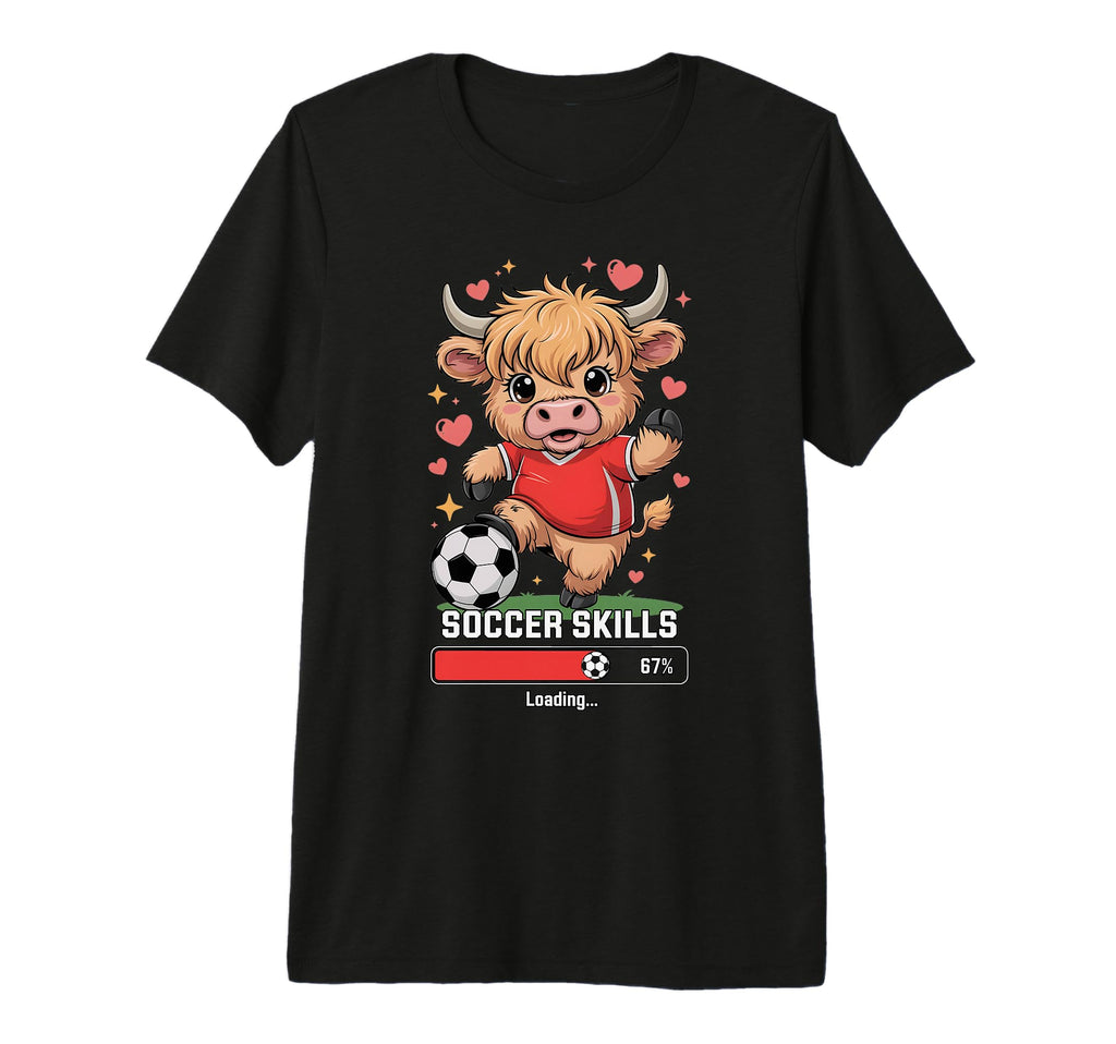 Kawaii Soccer Cow Skills Loading T-Shirt - Custom Art Print for Adults - T-Shirt, Sweatshirt, Hoodie