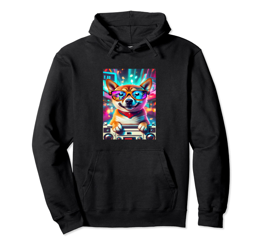 Shiba Inu Puppy Boom Box And Cassette Hoodie - Custom Art Print for Adults - T-Shirt, Sweatshirt, Hoodie