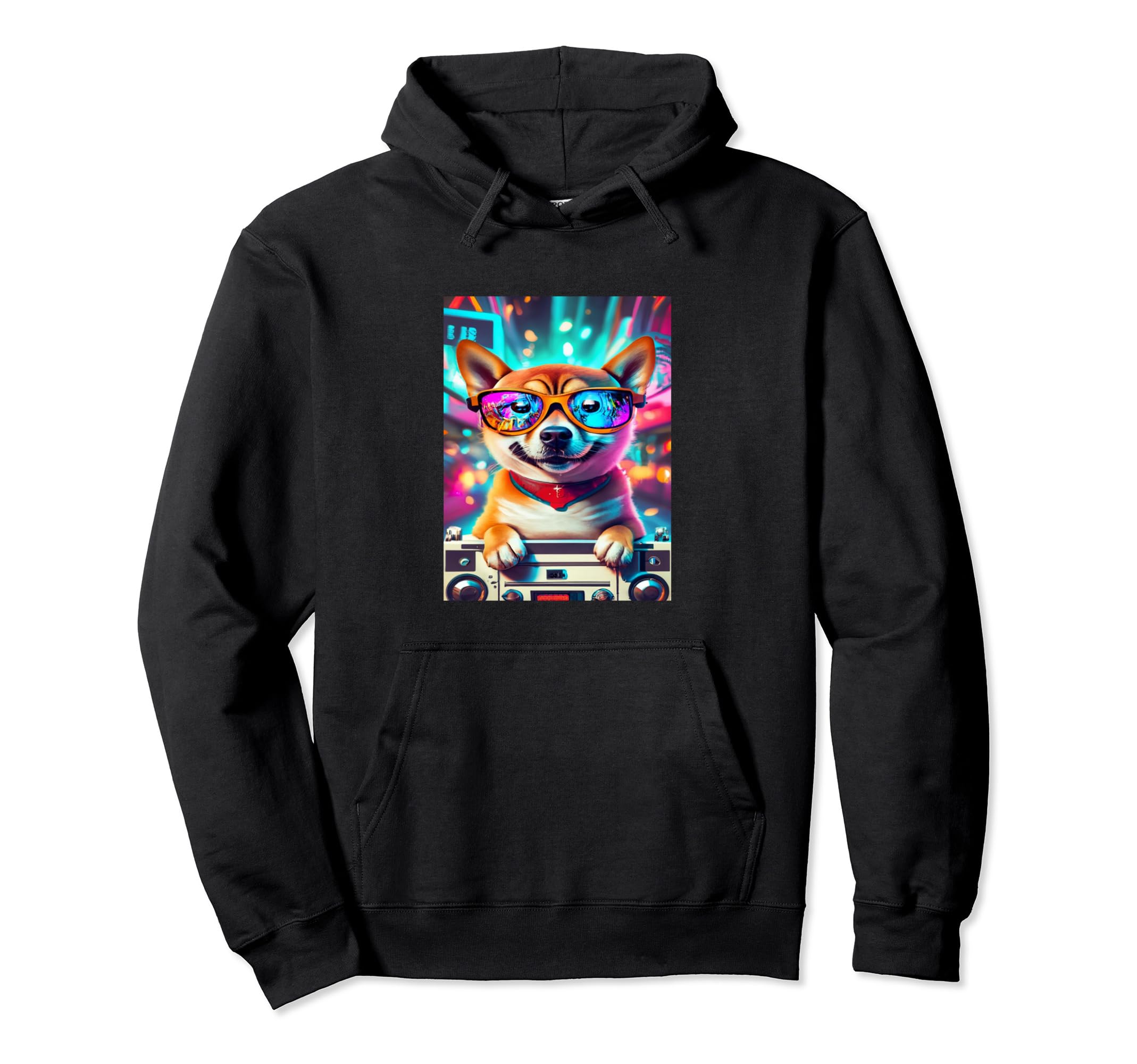 Shiba Inu Puppy Boom Box And Cassette Hoodie - Custom Art Print for Adults - T-Shirt, Sweatshirt, Hoodie
