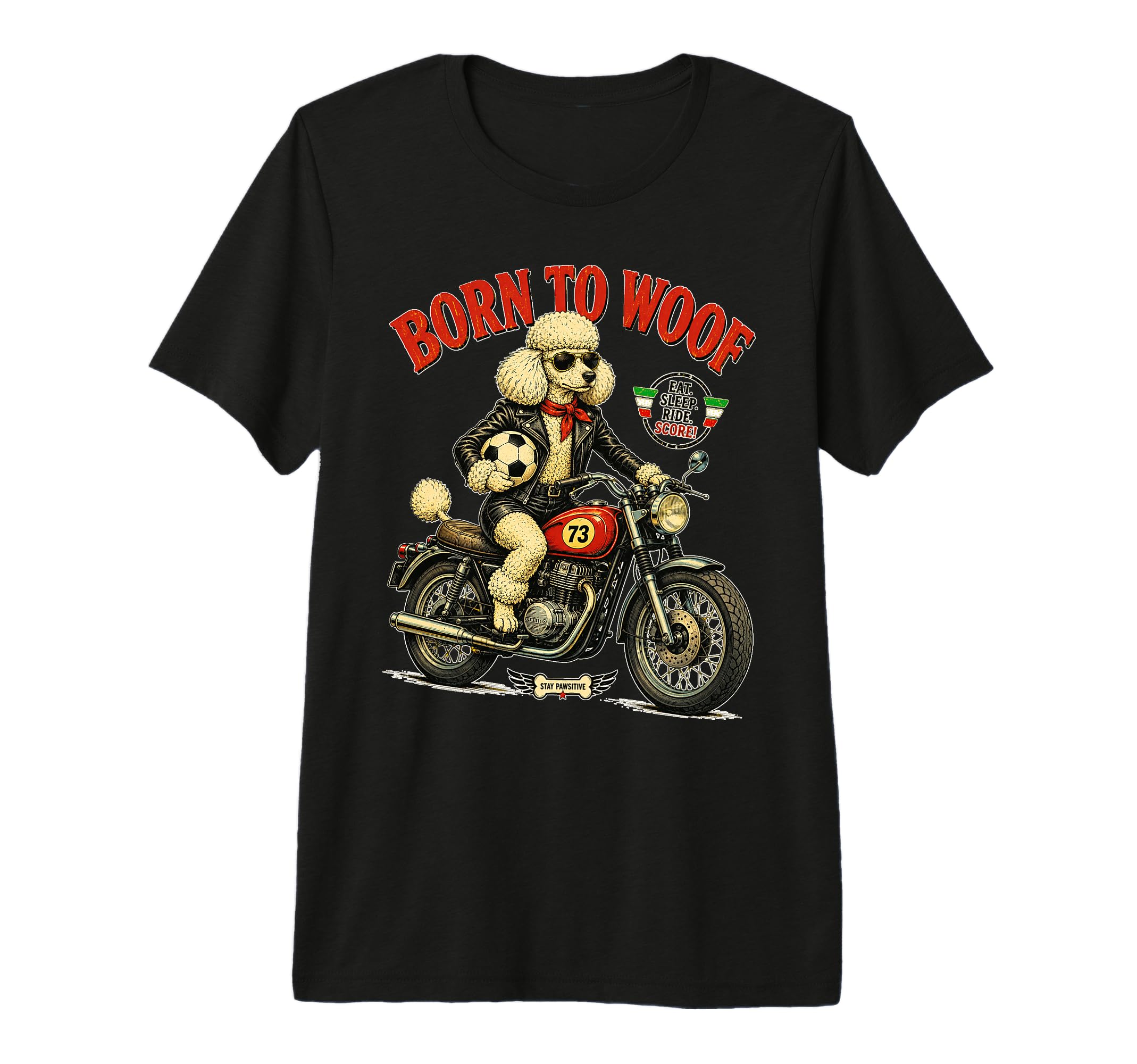 Poodle Motorbike Love Footbal Soccer T-Shirt - Custom Art Print for Adults - T-Shirt, Sweatshirt, Hoodie