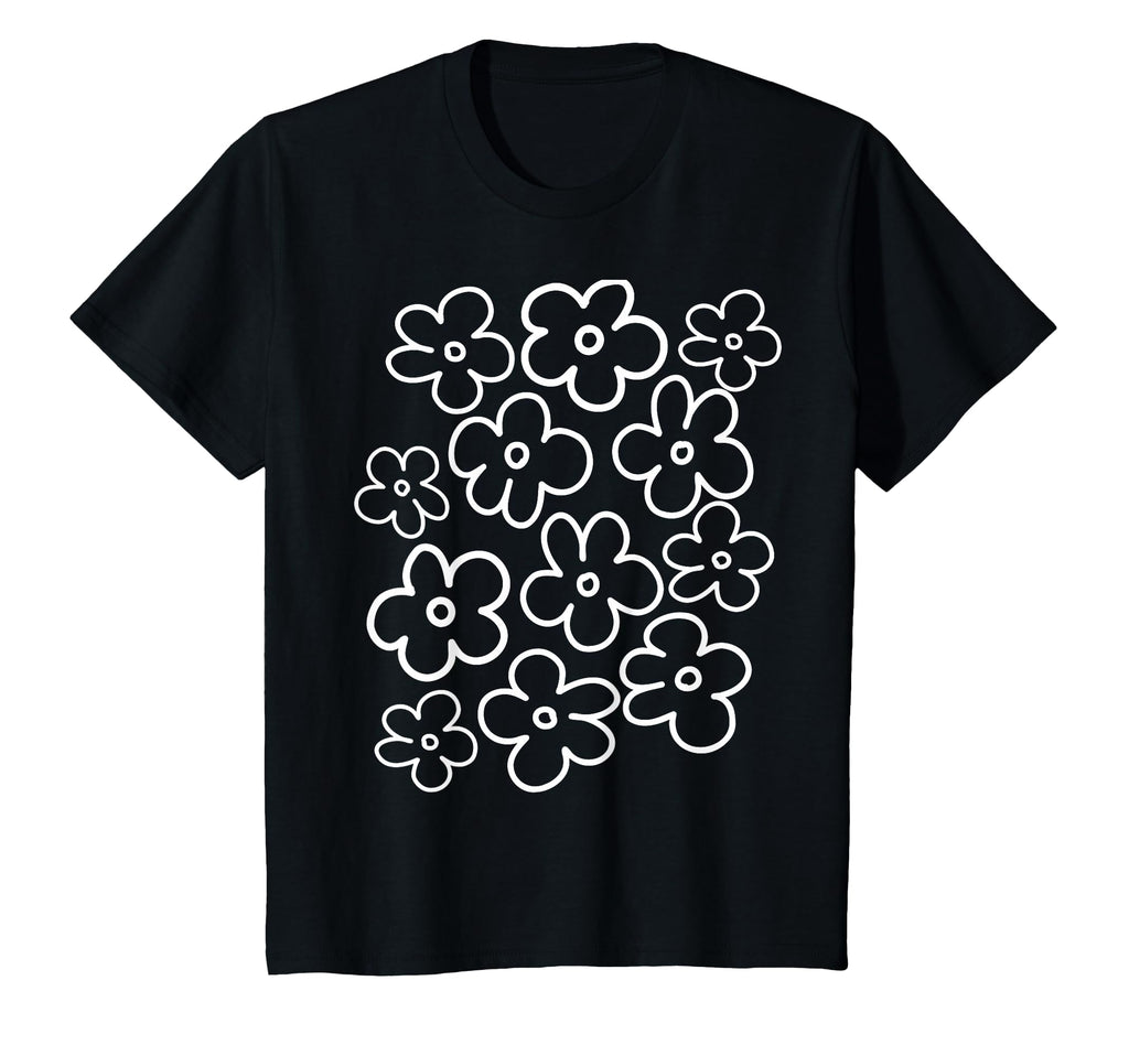 Black And White Flower Pattern T-Shirt - Novelty Apparel Men Women - T-Shirt, Sweatshirt, Hoodie