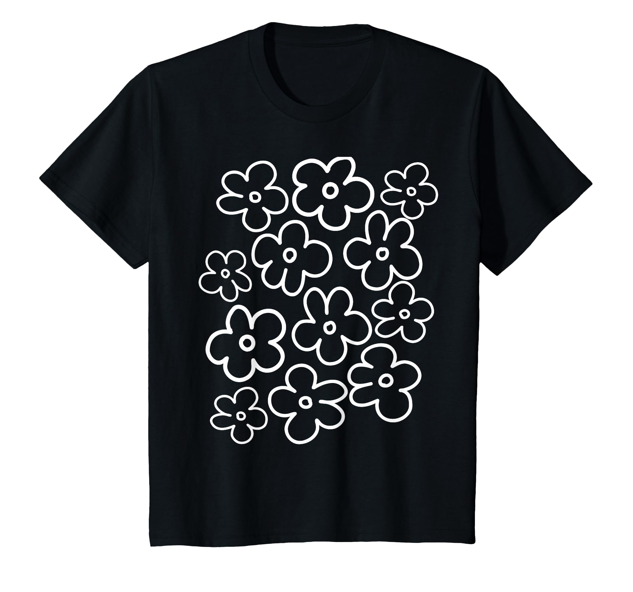 Black And White Flower Pattern T-Shirt - Novelty Apparel Men Women - T-Shirt, Sweatshirt, Hoodie