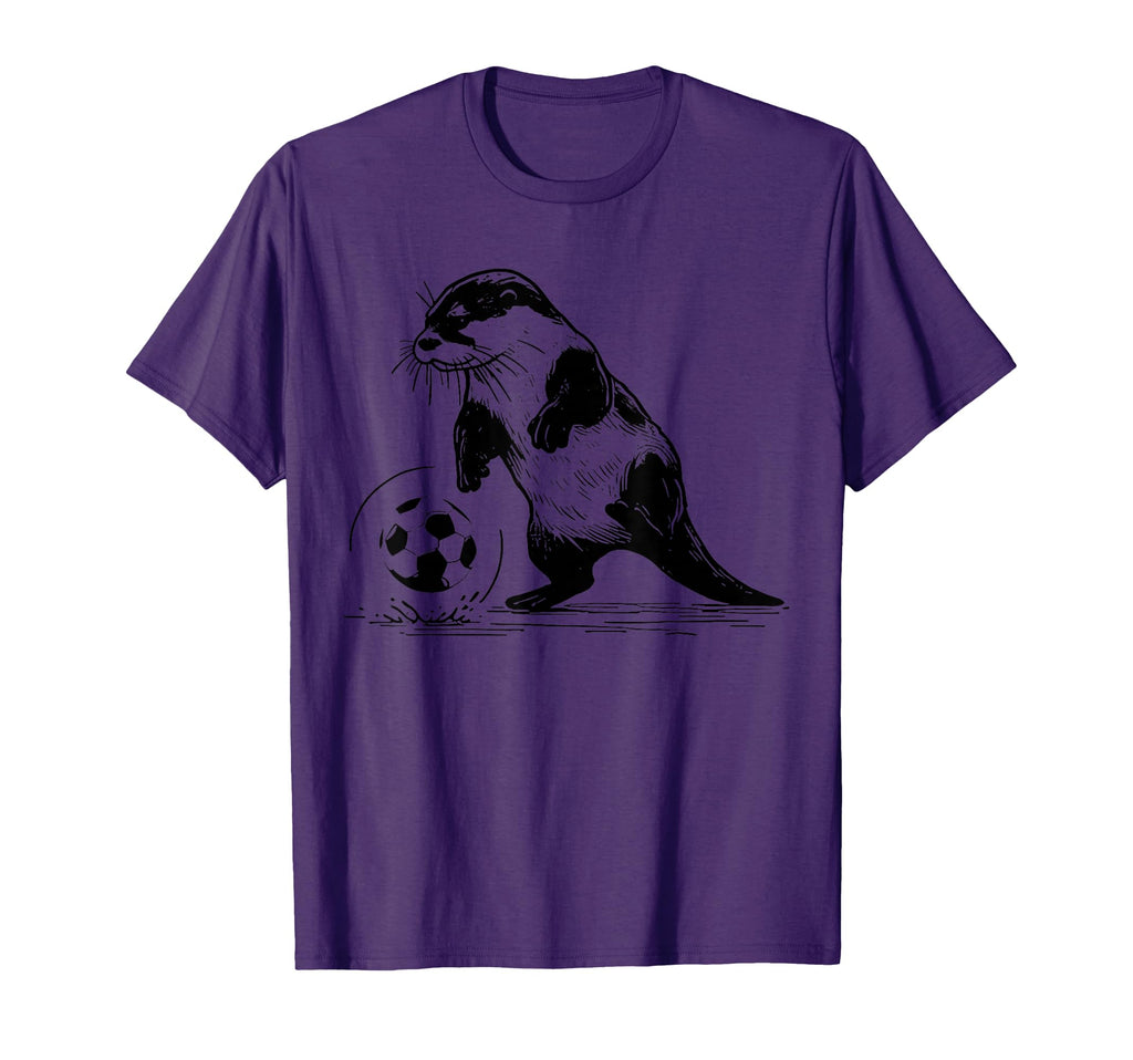 Otter Playing Soccer Funny Animal T-Shirt - Aesthetic Graphic Men Women - T-Shirt, Sweatshirt, Hoodie