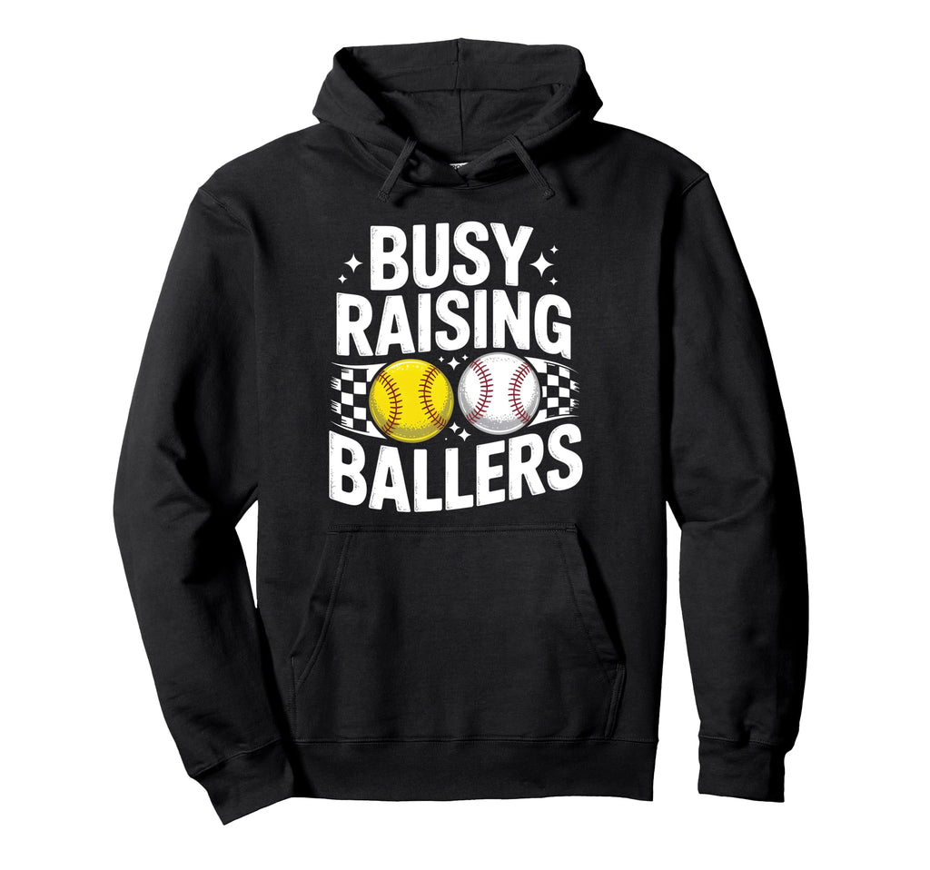 Busy Raising Ballers Moms Baseball Hoodie - Custom Art Print Unisex - T-Shirt, Sweatshirt, Hoodie