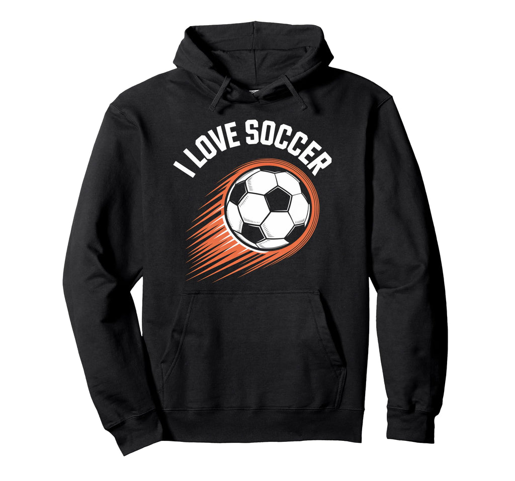 I Love Soccer Speeding Ball Hoodie - Trendy Graphic for Adults - T-Shirt, Sweatshirt, Hoodie