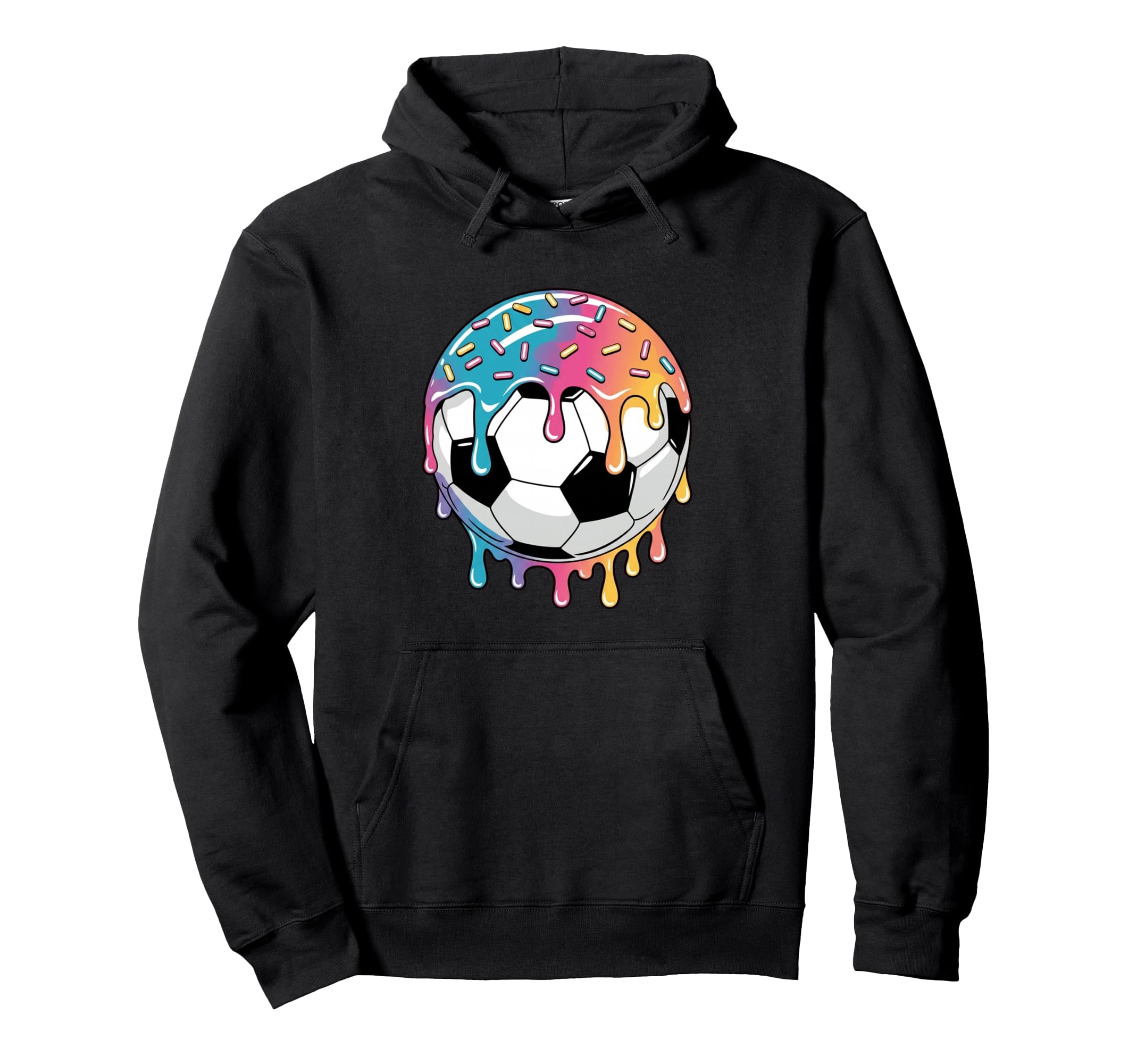 Soccer Ball Donut Sprinkles Glaze Hoodie - Casual Everyday Wear for Adults - T-Shirt, Sweatshirt, Hoodie