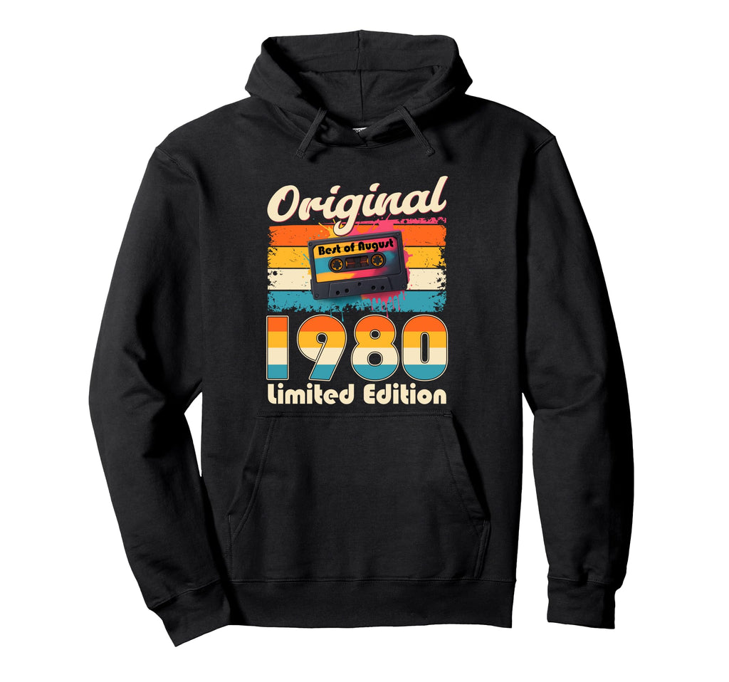 45Th Birthday Gift August 1980 Cassette Hoodie - Graphic Print for Adults - T-Shirt, Sweatshirt, Hoodie