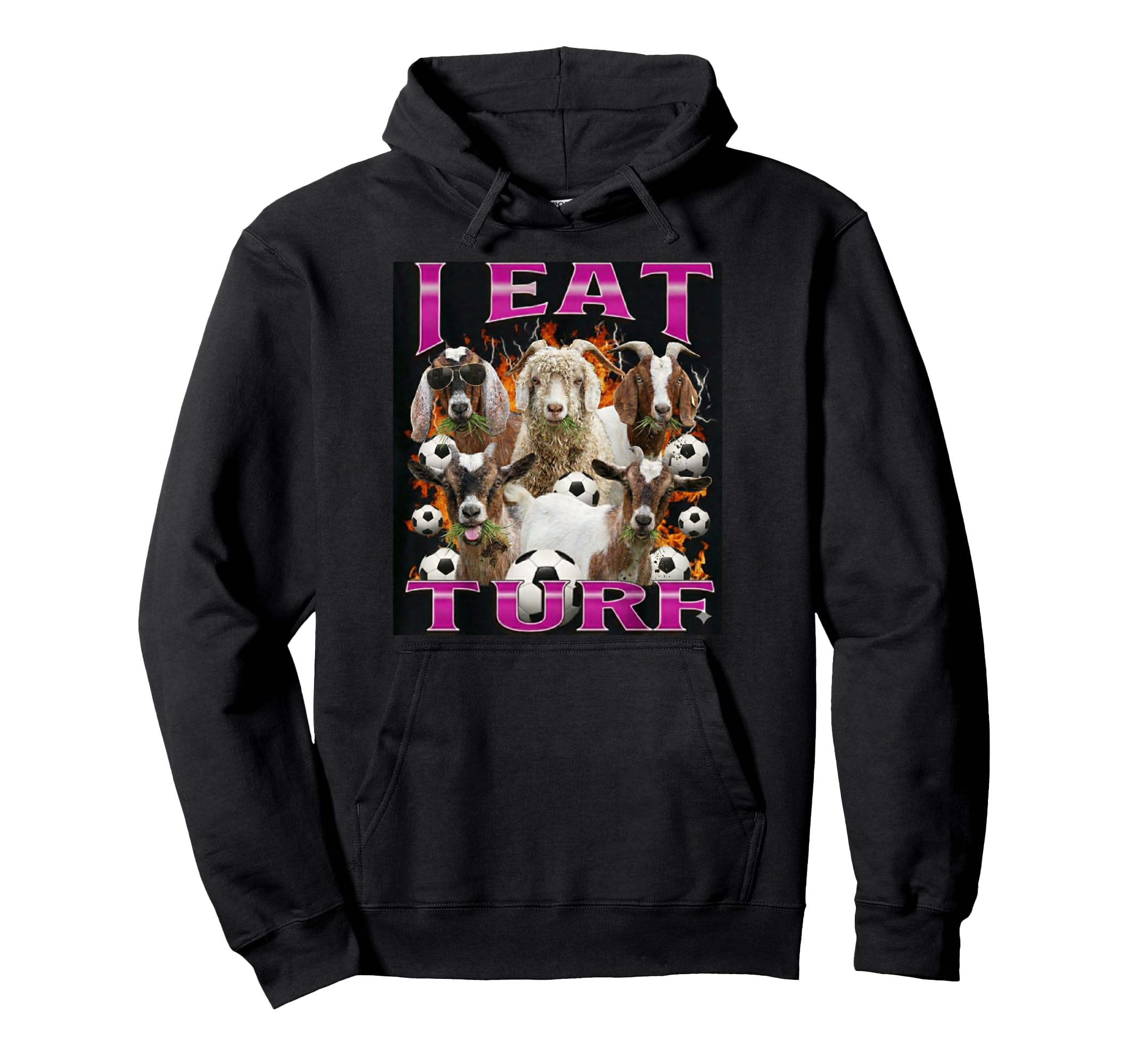 I Eat Turf Funny Goat Bootleg 90S Soccer Hoodie - Minimalist Print Unisex - T-Shirt, Sweatshirt, Hoodie